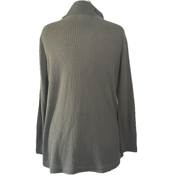 J Jill Pullover Womens Medium Black Cowl Neck Waffle Knit Long Sleeve Top - Picture 4 of 4